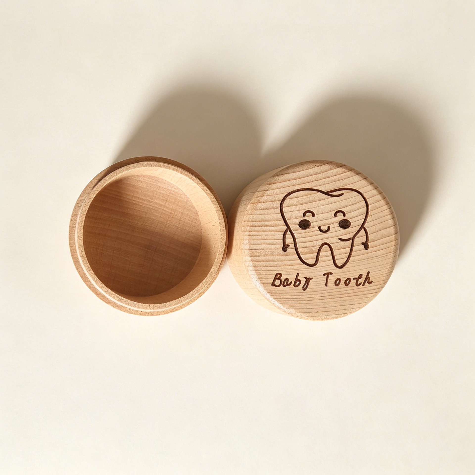 Caja de cambio de dientes para bebés Caja de dientes de madera maciza Caja de almacenamiento de dientes Caja de almacenamiento de dientes de cabello umbilical Caja de madera conmemorativa