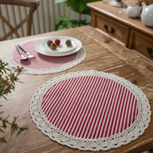 Placemat single-layer decorative lace, round and rectangular, 30/38 cm options, geometric prints