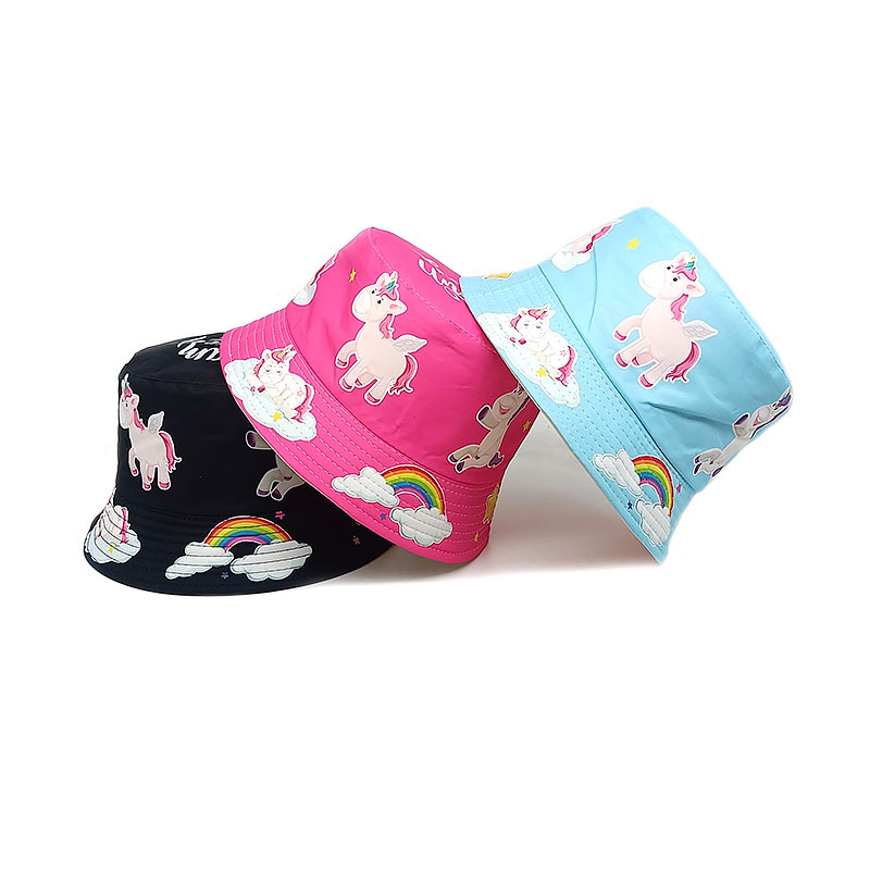 Girl's Cute Simple Style Unicorn Printing Bucket Hat display picture 2