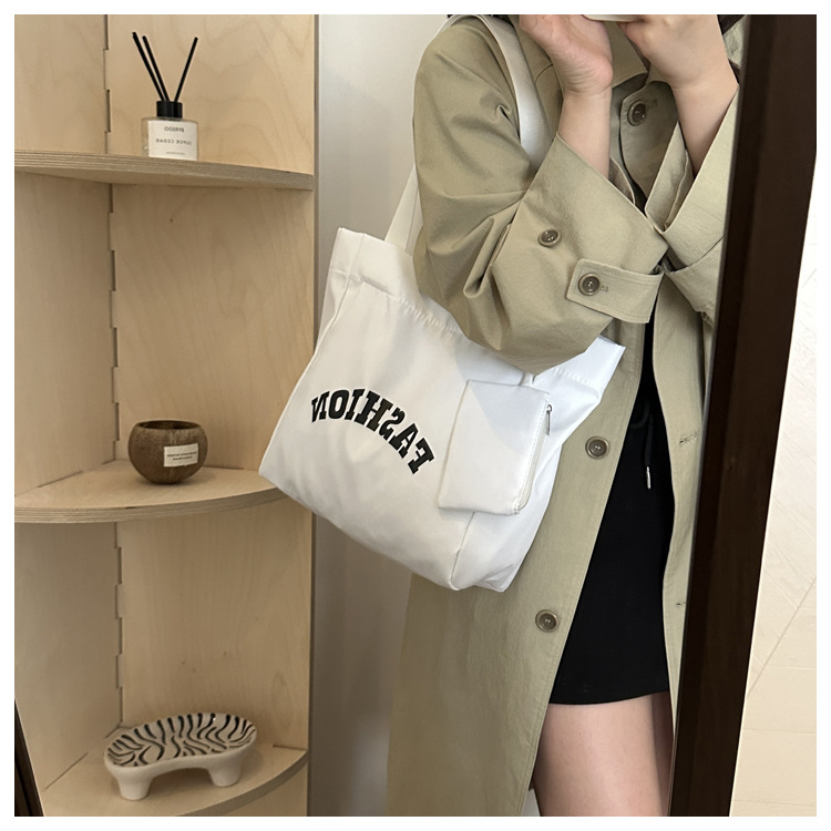 95g Weight Polyester Lining Material Magnetic Buckle Closure Type Double Shoulder Straps Strap Type Canvas Bag Bags Type Daily Occasion Oxford Cloth Material Women's Backpack Backpack Letter Pattern All Seasons Season Women's Gender Basic Style Square Shape Women's Basic Letter Oxford Cloth Shopping Bags 14
