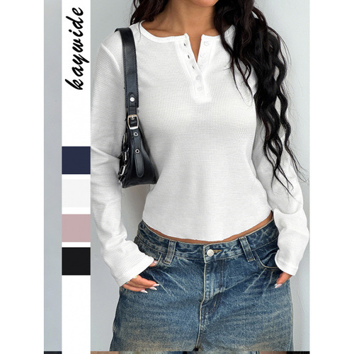 New European and American Y2K Chic Button-Down Long-Sleeved Vest T-Shirt for Women—Spring/Summer Independent Online Store