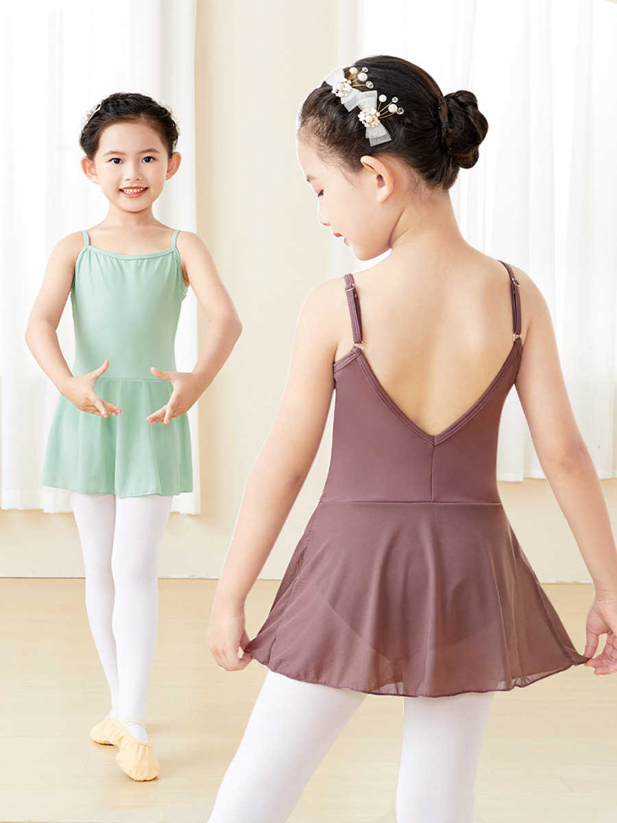 Ropa de baile para niños Honda de las Niñas Ropa de cuerpo de ballet práctica de baile chino ropa de gimnasia vestido de una pieza EXAMEN DE ARTE ropa de cuerpo