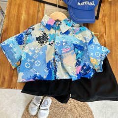 Children's summer clothes 2024 new fashionable baby clothes trendy small and medium-sized children's summer cool and handsome shirts short-sleeved and thin