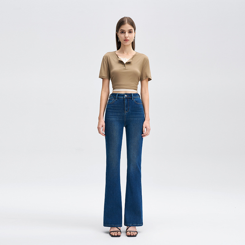 Blue Bell-Bottom Pants New Style 2025 Jeans for Women, Comfortable, Soft, Four-Way Elastic, Retro Hip Lift, Classy Tight-Fitting and Slimming Look