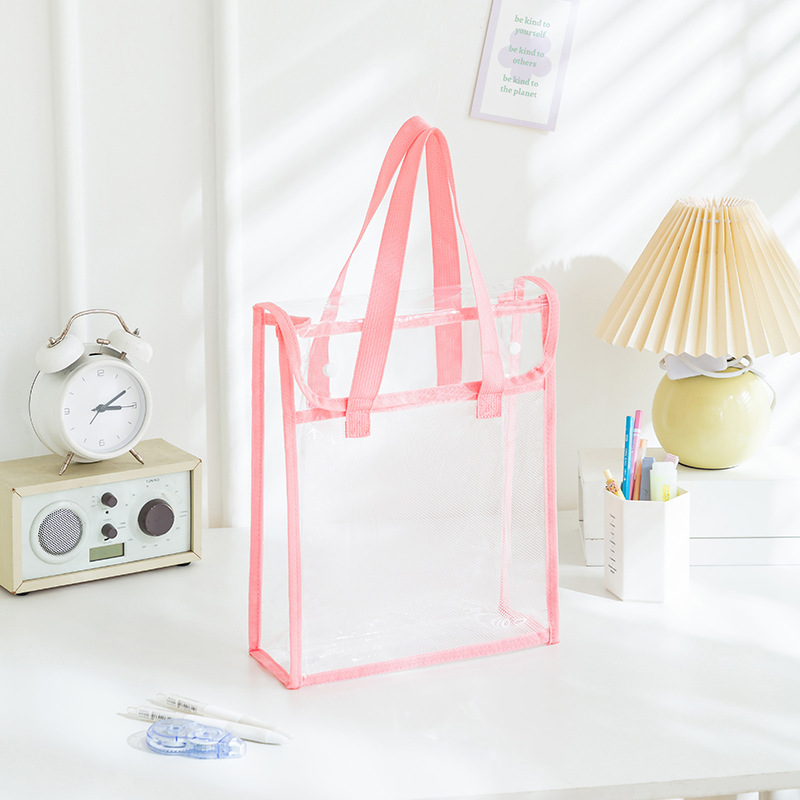 Bolsa de mano de PVC transparente gruesa bolsa de examen impermeable de gran capacidad bolsa de archivos bolsa de almacenamiento de libros bolsa de estudio para estudiantes