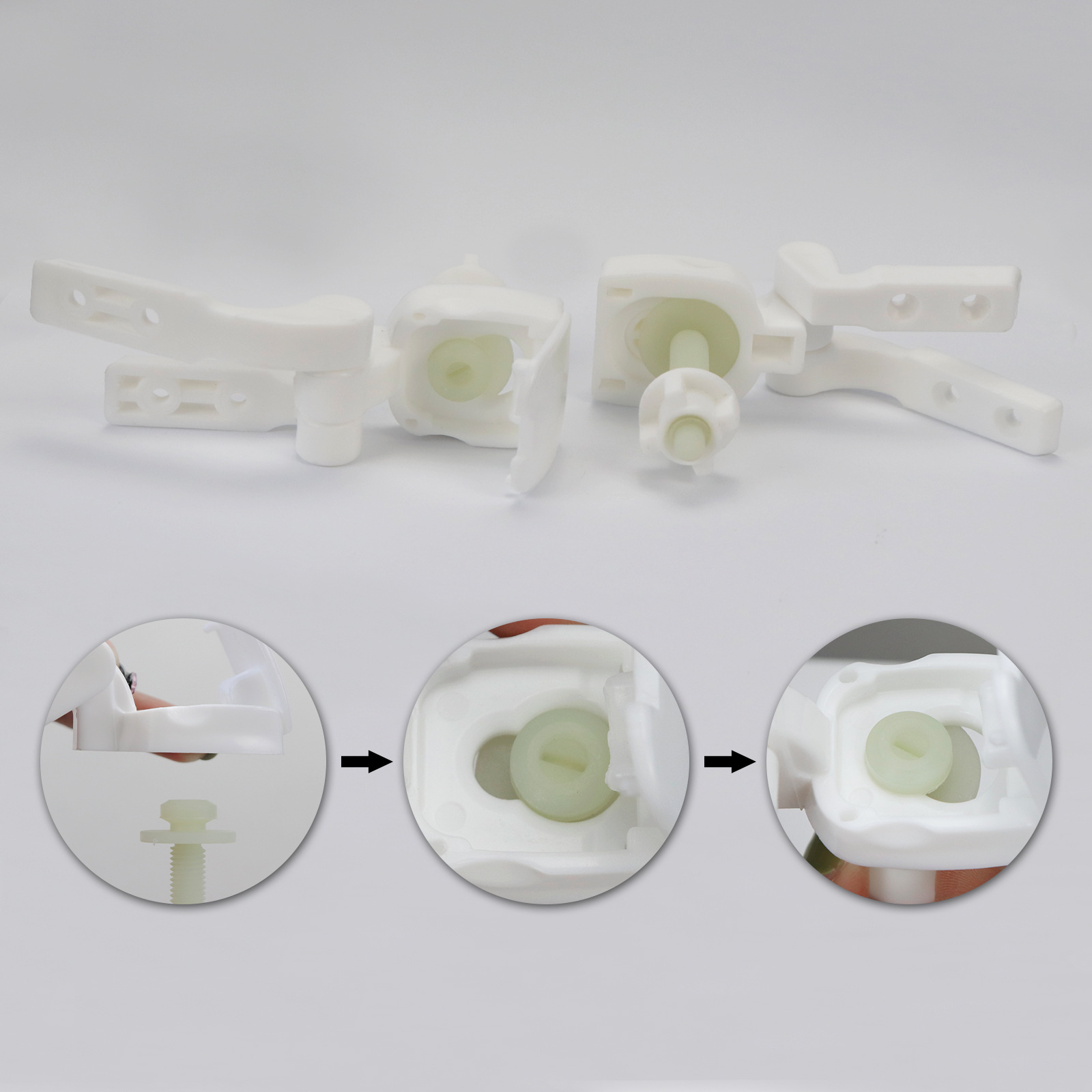 Fábrica directa cubierta de inodoro bisagra de plástico con accesorios de tornillo tipo desmontaje rápido image 3