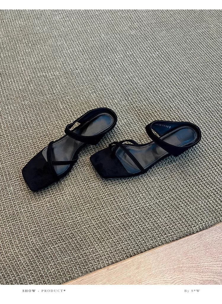 Women's Square Toe Wedge Slip-on Sandals Retro Comfortable Shoes_voghion.com