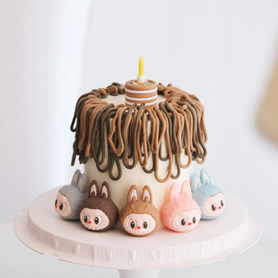 Trendy Instagram Cute Plush Soft 3D Birthday Cake Decoration Dessert Table Desktop Car Decoration Baking