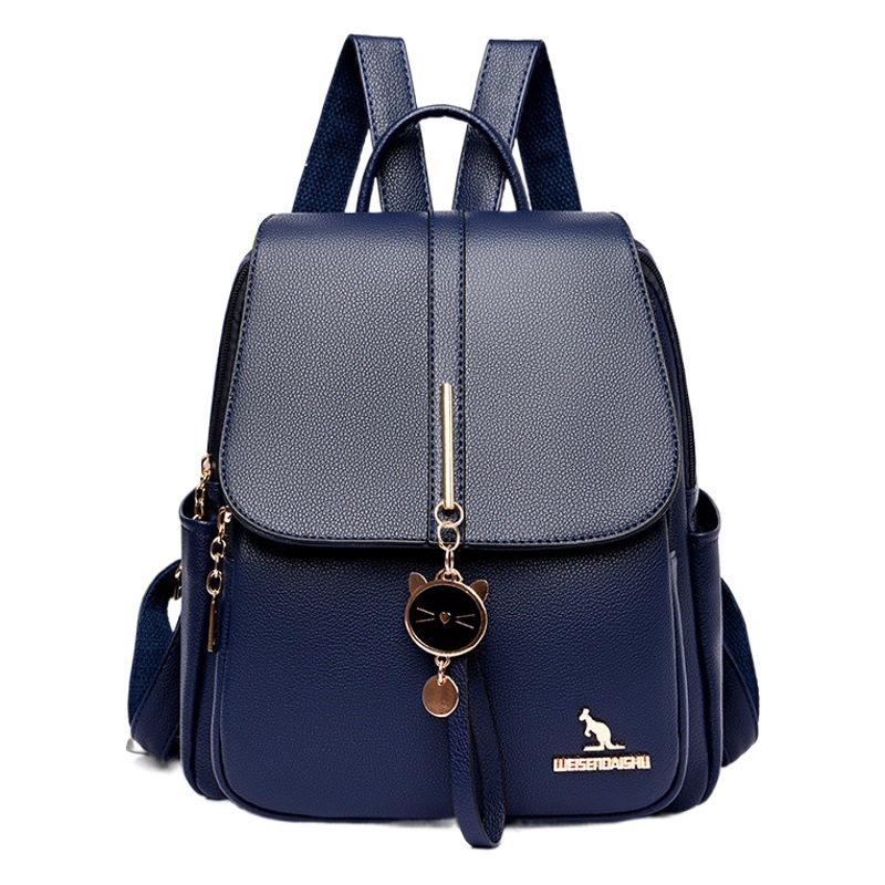 Marca genuina Mochila De cuero suave para las mujeres 2023 nueva moda estilo Coreano de gran capacidad de viaje todo-fósforo de cuero suave de las mujeres mochila