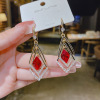 Earrings, universal red crystal, 2021 collection, internet celebrity