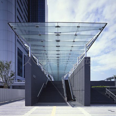 天桥玻璃遮雨棚 隧道地铁口玻璃采光雨棚 平顶玻璃棚 厂家定做|ms