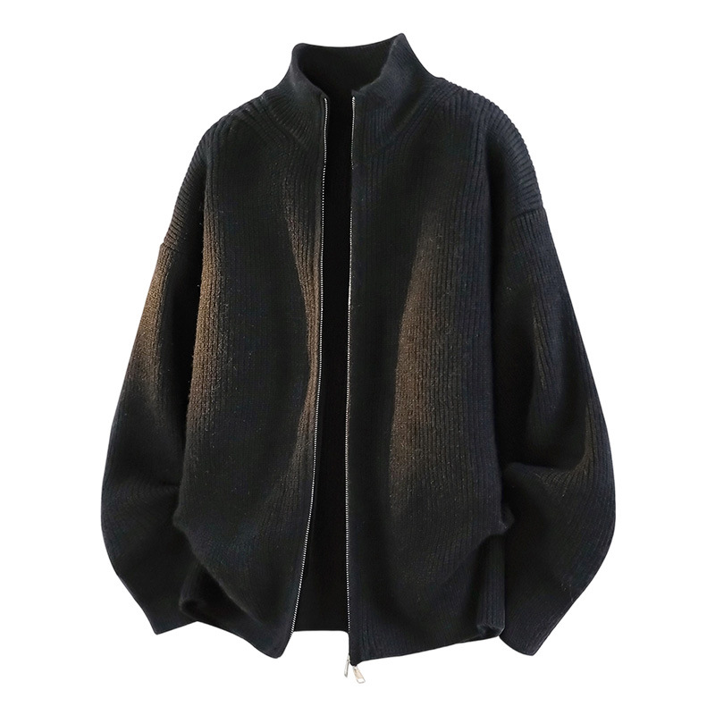 Abbigliamento da uomo Maglione con cerniera da uomo - Cardigan casual oversize (M-XXXL, nero/grigio/beige/rosso)_voghion.com