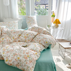床單床笠款田園花卉小清新純棉四件套全棉單品被套三件套禮品團購