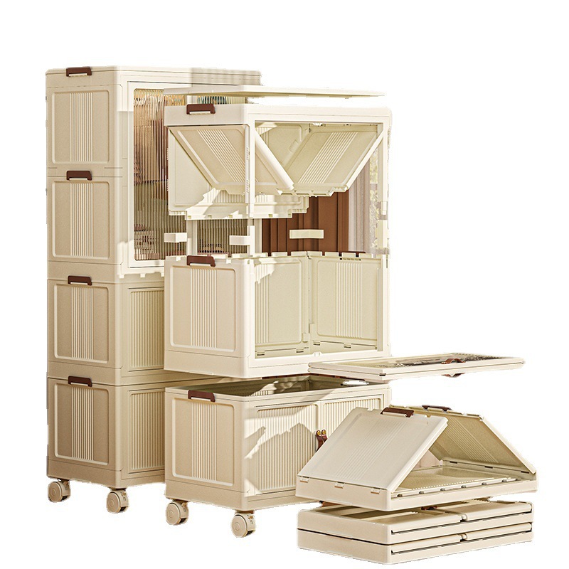 Armario para niños, armario para guardar ropa, no requiere instalación, se puede colgar, armario para guardar aperitivos de varias capas, caja de almacenamiento transparente plegable