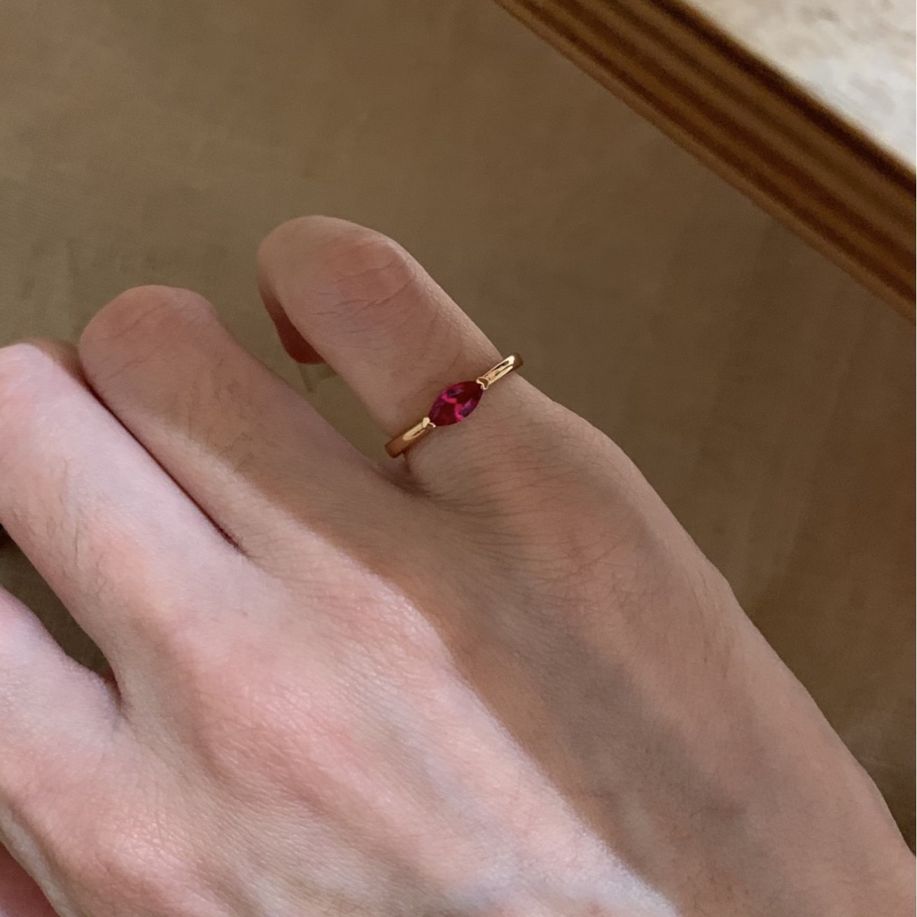 Vintage Angel Eye Ruby Ring With Marquise Diamond For Women_voghion.com