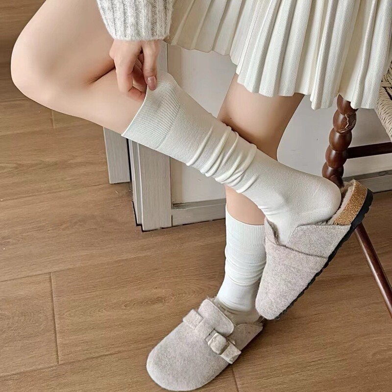 Calf socks pressure women's autumn and winter miu style Korean style stockings ins Korean style solid color high socks leg socks cotton Calf socks pressure women's autumn and winter miu style Korean style stockings ins Korean style solid color high socks leg socks cotton