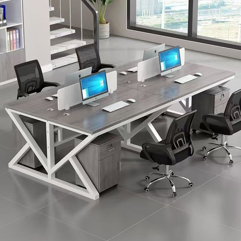 Office Desk and Chair Combination, a Complete Set of Computer Desks, Simple Modern Partition Screens, Work Stations, 2/4/6/Person Desks and Chairs