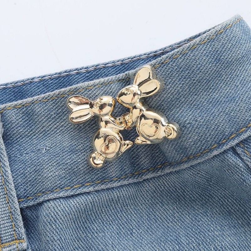 Nail-Free Removable Waist Buckle Pair, Flat-Bottom Seamless Buttons for Pants & Skirts, Assorted Designs
