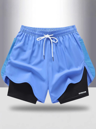 [European Code] Summer fake two-piece sweatpants for men and women's quick-drying outdoor running pants for men's breathable simple casual