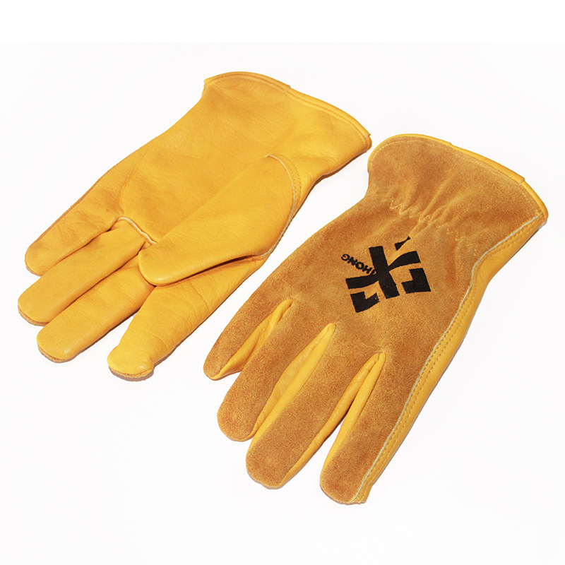Protección laboral guantes de aislamiento térmico en stock para hornear cocina hogar BBQ anti-escaldado resistente a altas temperaturas ignífugo guantes protectores de piel de vaca
