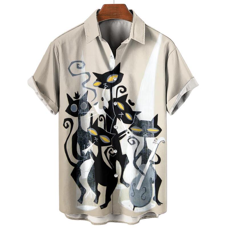 2026 New Trendy Cool Fashion Dancing Kitten Shirt Beach Party 3D Printed Hawaiian Shirt Men's Summer Shirt 2026 New Trendy Cool Fashion Dancing Kitten Shirt Beach Party 3D Printed Hawaiian Shirt Men's Summer Shirt