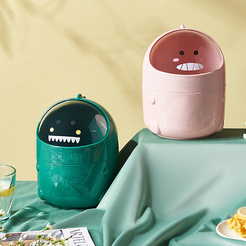 Desktop Trash Can Cute Small Mini Table Dining Table Desk Office Desk Home Living Room Coffee Table Creative with Lid
