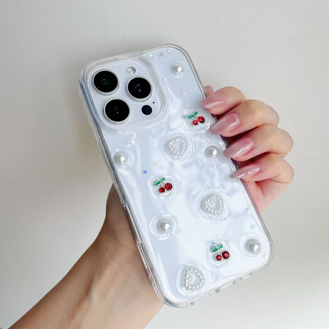 Funda Tridimensional para iPhone 16 / 16 Pro Max de Pegamento de Crema, Antichoque y Anticaída