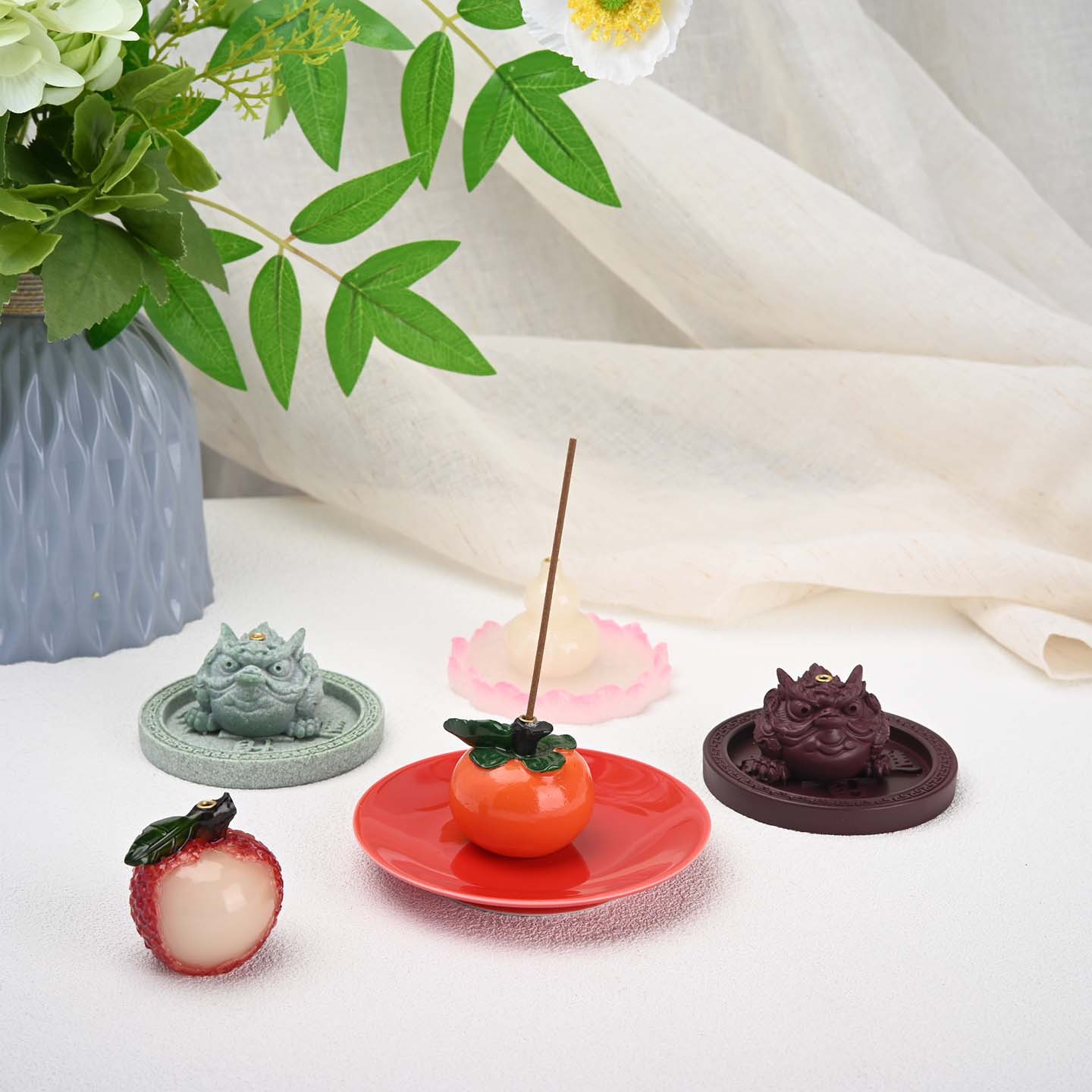 荔枝香插香炉室内檀香沉香香薰炉茶室装饰创意水果瑞香座香盘香器