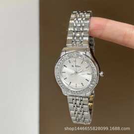 爆款简约时尚手表女士新款精致镶钻钢带高级感轻奢女表跨境批发