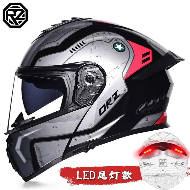 Orz casco de coche eléctrico masculino y femenino casco de verano doble espejo trasero medio completo personalidad cuatro estaciones pareja Bluetooth