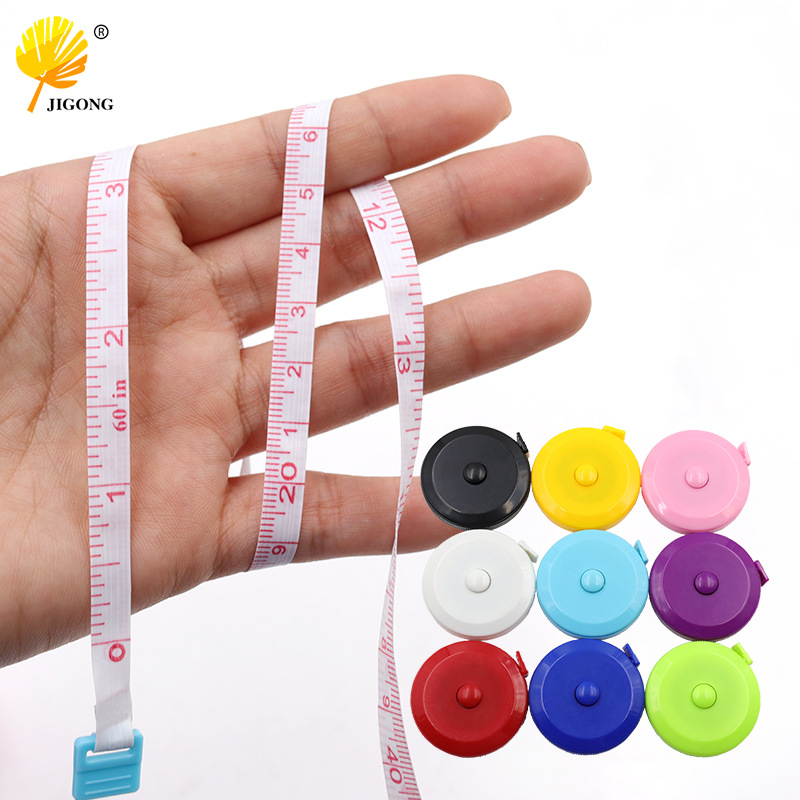 自动伸缩型卷尺圆形卷尺1.5米 便携量衣迷你皮尺软皮尺三围尺