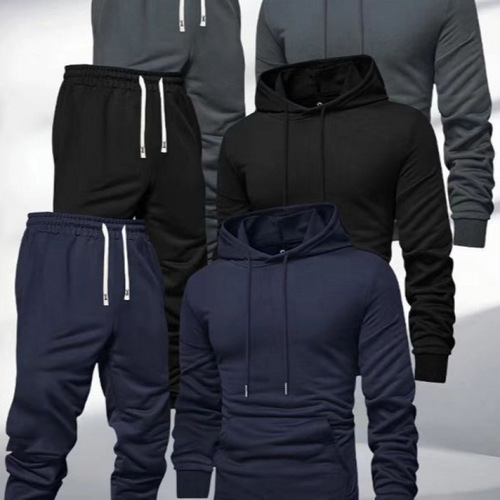 New EuCode Men's Cap Sweatshirt and Leggings Set for Spring and Autumn, Versatile, Best Selling, Solid Color, Matchy-Pair, Casual and Sporty