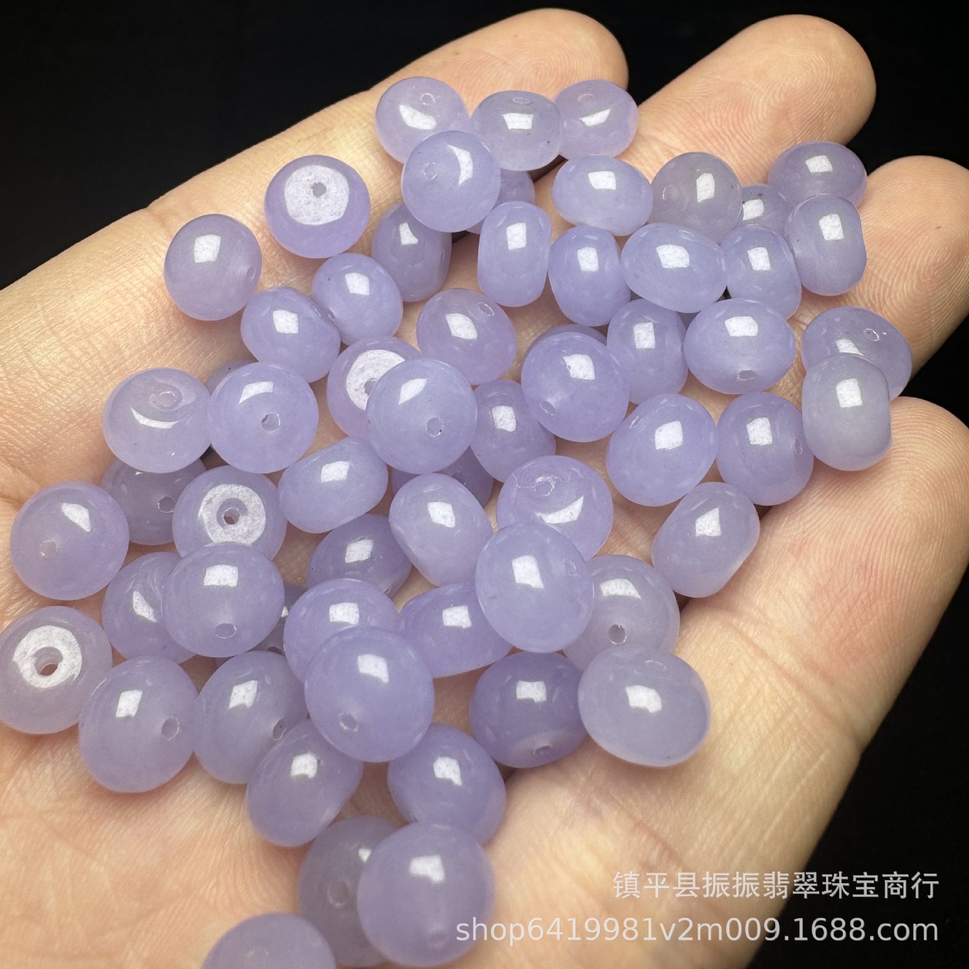 芋泥紫8mm算盘珠散珠批发 DIY玉石饰品配件手链项链平安扣玉隔片