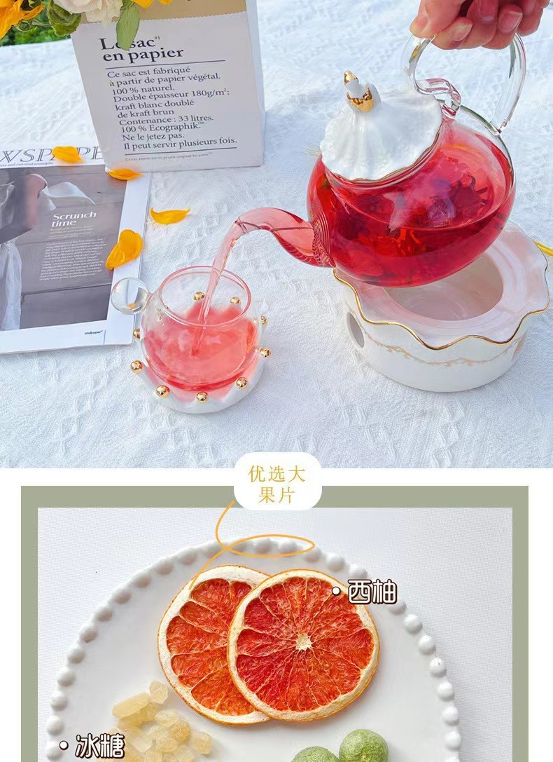 Kumquat Lemon Passion Fruit Tea 16 Fruit Blend Cold Brew Tea Bags 20g Summer Refreshing Drink in use