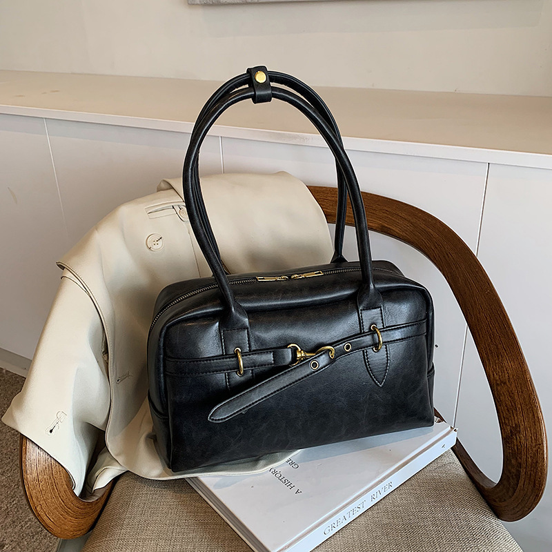 Retro Large Capacity Underarm Bag For Women 2024 New Winter Shoulder Bag Handbag Commuter Boston Pillow Bag - Thumbnail 7