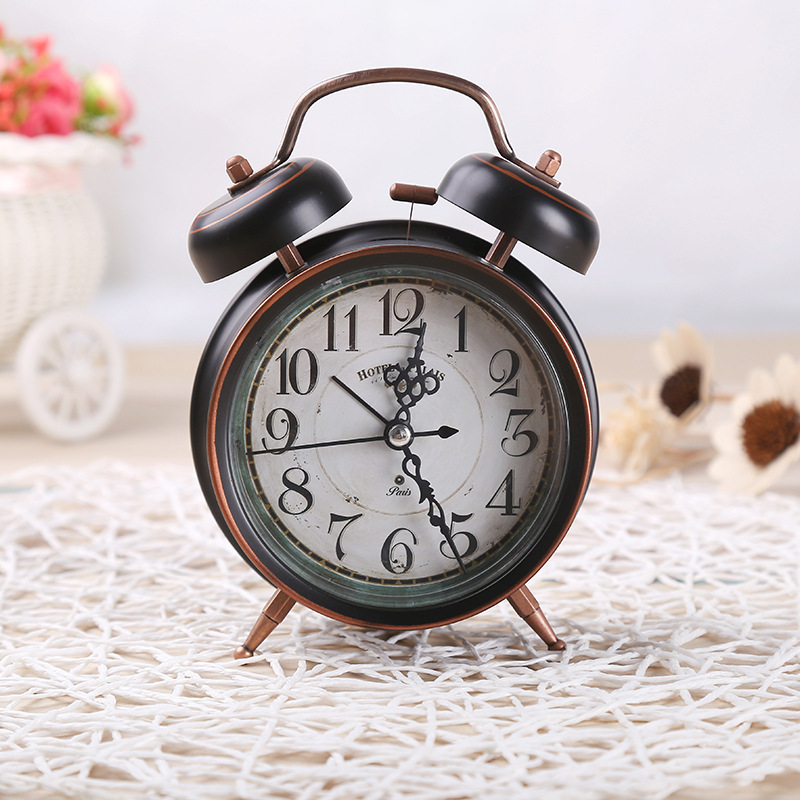 复古钟表双打铃儿童小闹钟3寸 4寸 带夜灯贪睡闹钟小Y16大 Y17