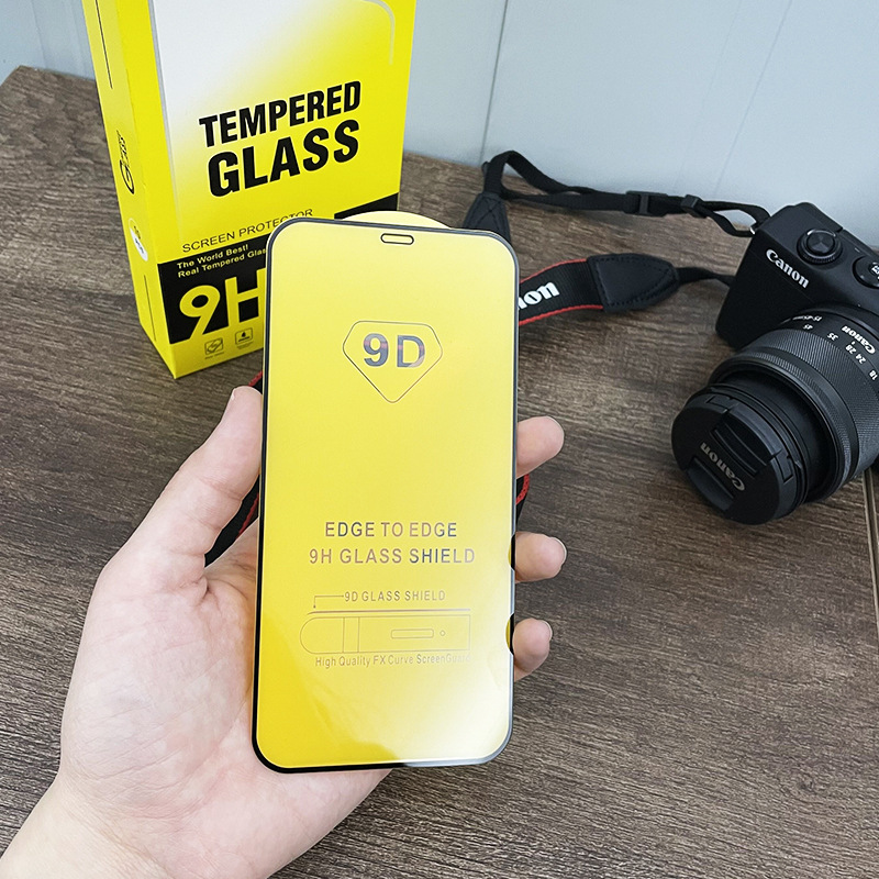 Protector de pantalla de vidrio templado 9D para Apple 11, 13, 12, iPhone 15, protector de pantalla completo, engrosado, anticaídas, con embalaje.