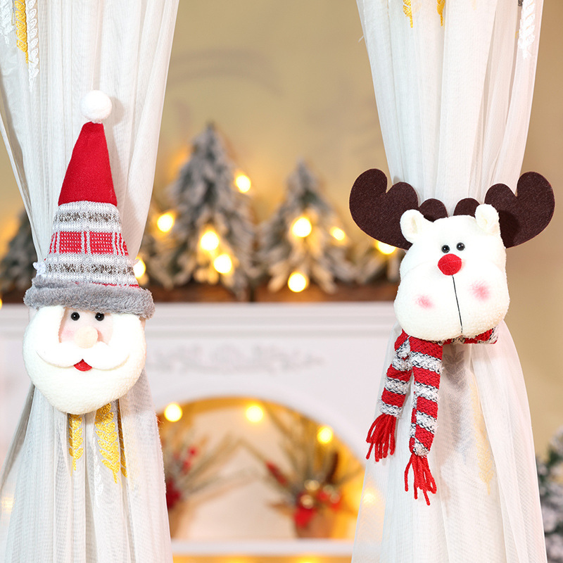Decoración navideña para cortinas para el hogar y el jardín Muñeco Rudolph Hebilla para cortina Escena de ventana para el hogar festivo_voghion.com