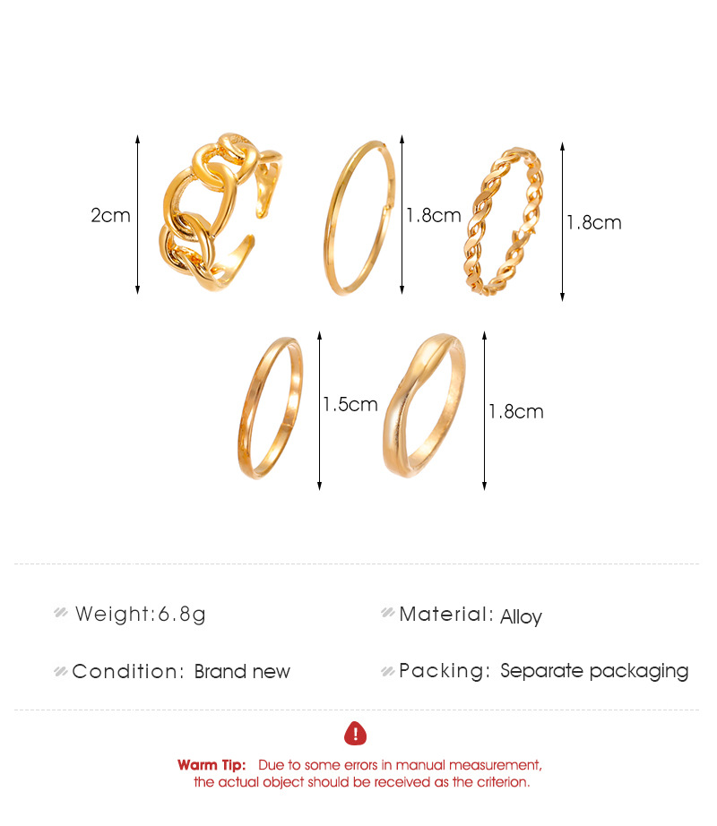 Fashion Open Geometric Alloy Ring Five-piece display picture 1