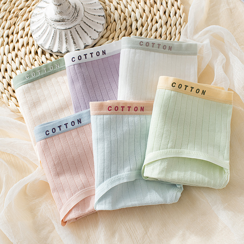 Fábrica al por mayor 5a grado ropa interior antibacteriana verano de las mujeres entrepierna de algodón sin costuras transpirable japonés macaron chica ropa interior