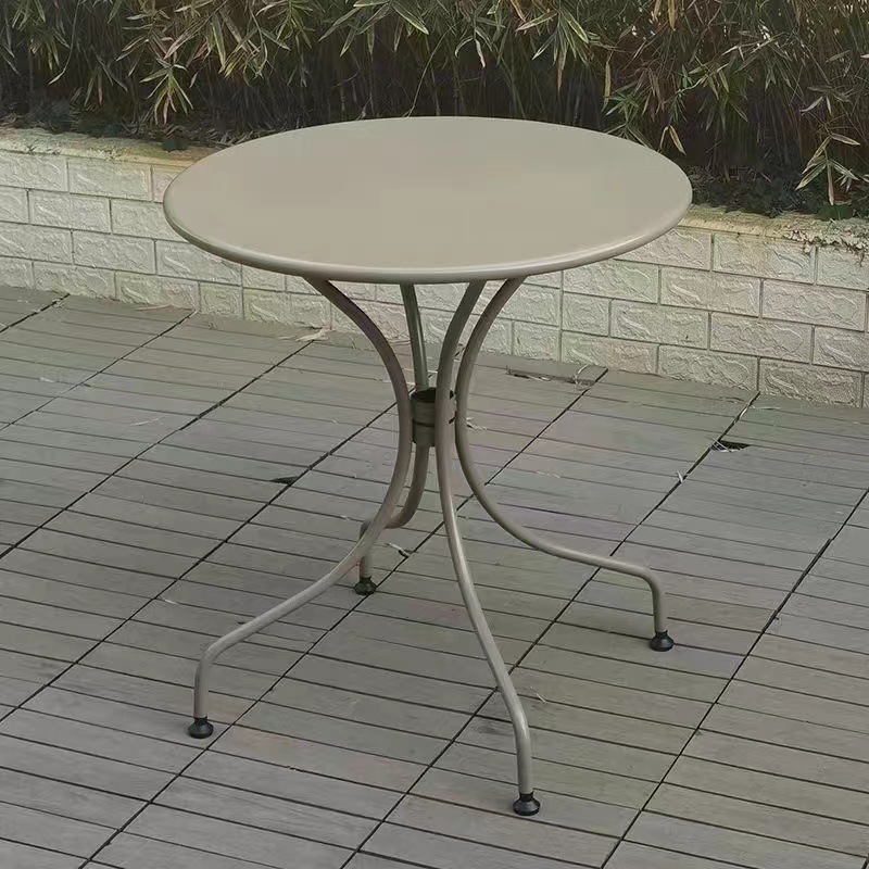 Mesa redonda de acero al carbono impermeable para exterior, balcón, bar o restaurante