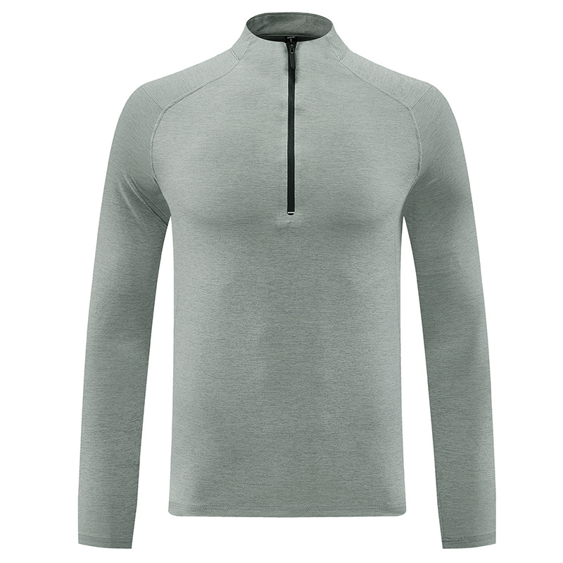 Comercio exterior transfronterizo semi-cremallera de cuello vertical camiseta de hombre camiseta legging de mangas largas acondicionamiento físico correr elástico chaqueta de secado rápido