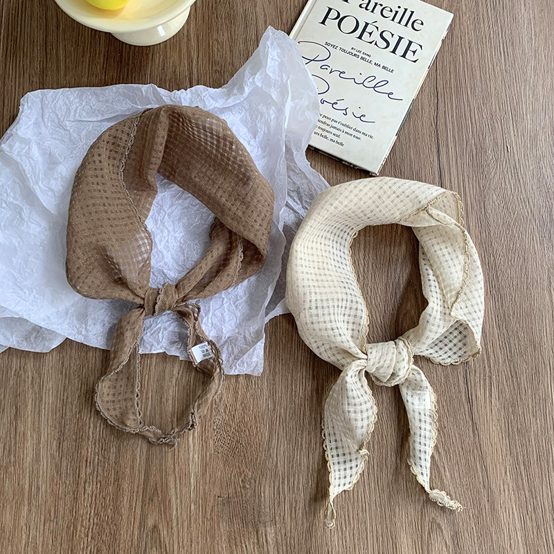 Bufanda triangular hueca, bufanda pequeña, bufanda de seda nueva, pañuelo de todo fósforo de alta calidad, diadema pastoral femenina de verano, cabello atado