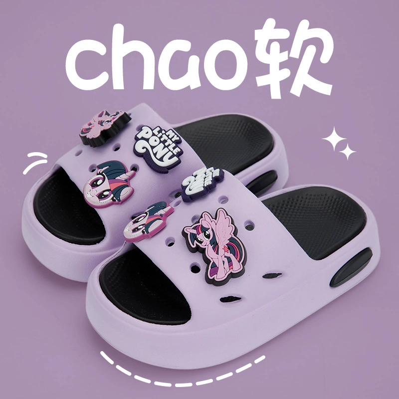 Южная волна пони Полли Детские тапочки Летняя девочка Симпатичная принцесса Домашняя купание Нескользящие родители-родители Шлак
