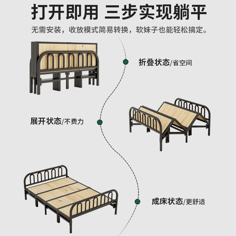 Cama plegable simple de madera sólida casa cama individual alquiler de habitaciones plegables cama doble de almacenamiento estudio siesta cama pequeña