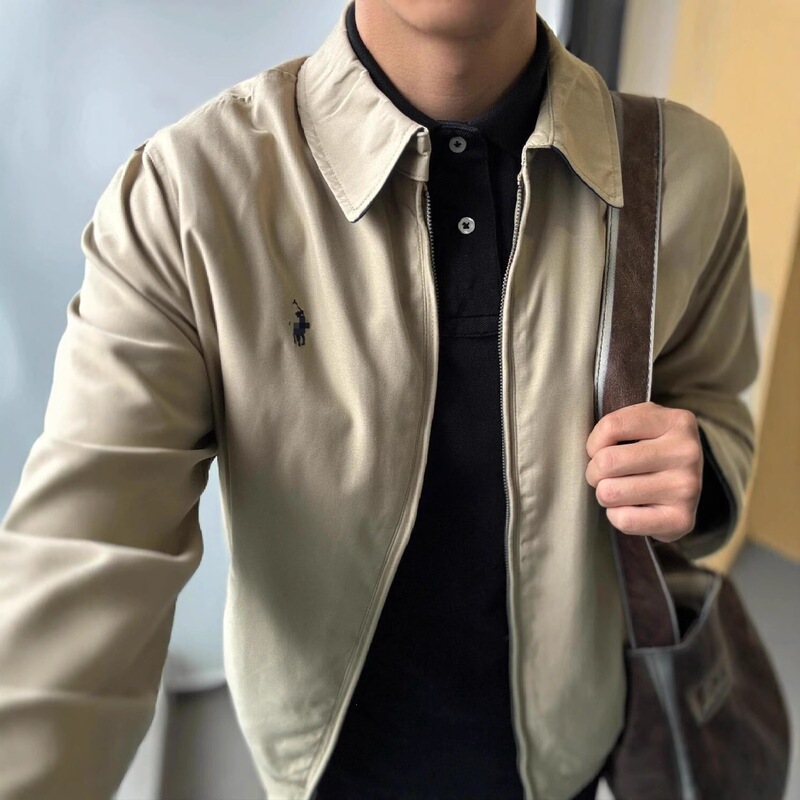 Cross-Border Rl Ralph Lauren Embroidered Logo Executive-Style Autumn and Winter Zip-Up Snowflake Fleece Jacket Men's Coat