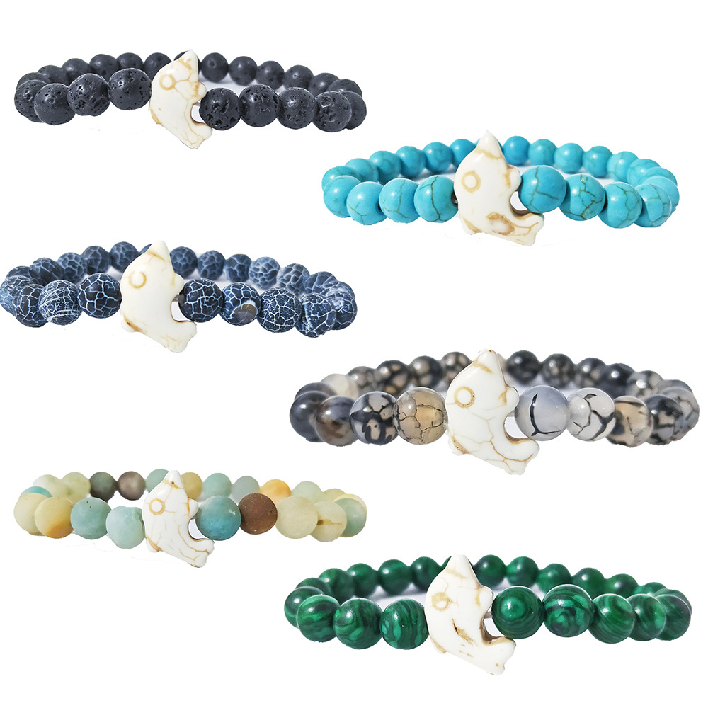 Simple Style Dolphin Glass/colored Glaze Beaded Polishing Bracelets 1 Piece display picture 1