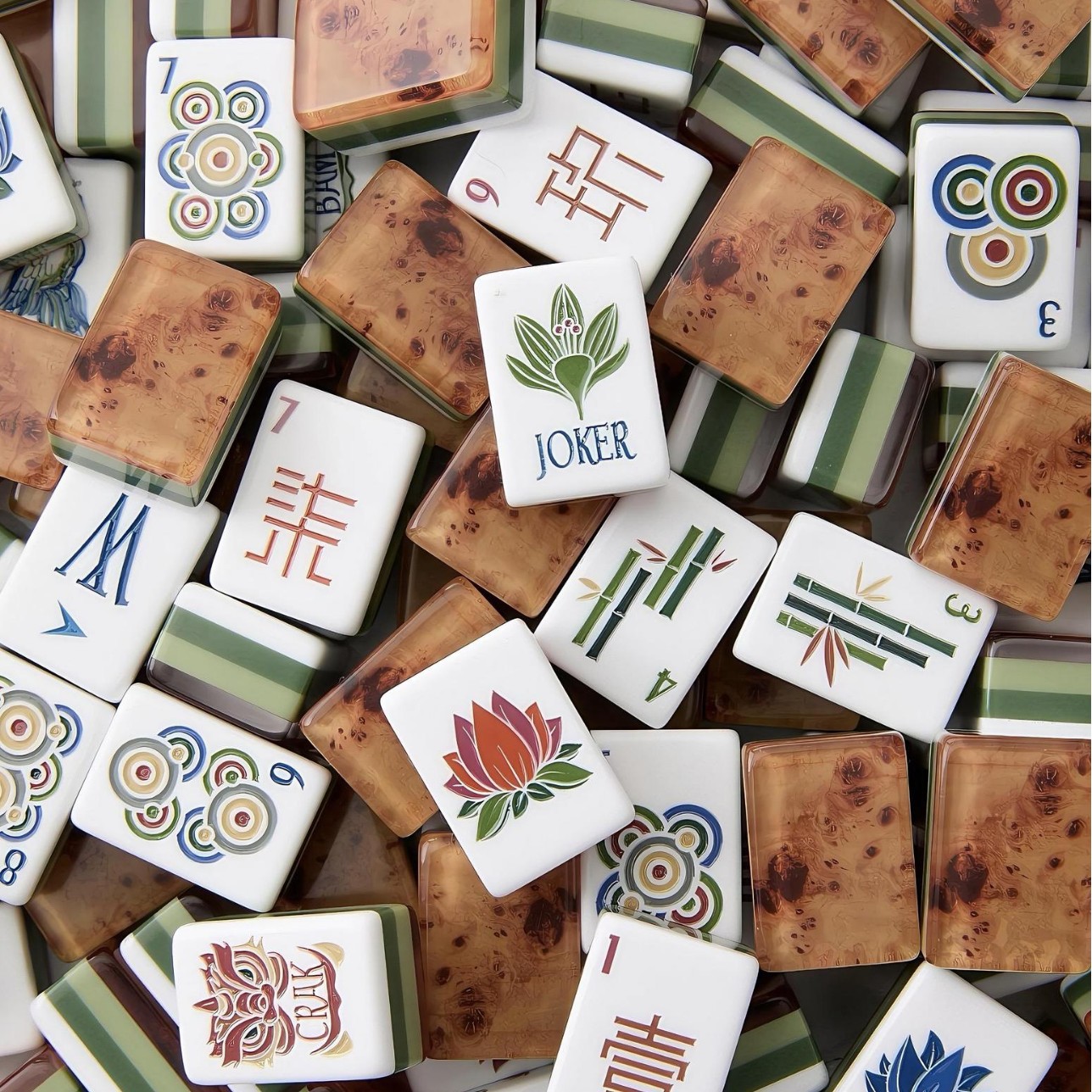 Wood Grain Mahjong Tiles for Export, Tree Pattern Mahjong, American Style Mahjong, Usa Mahjong, with Internal Printing, Acrylic 4-Layer