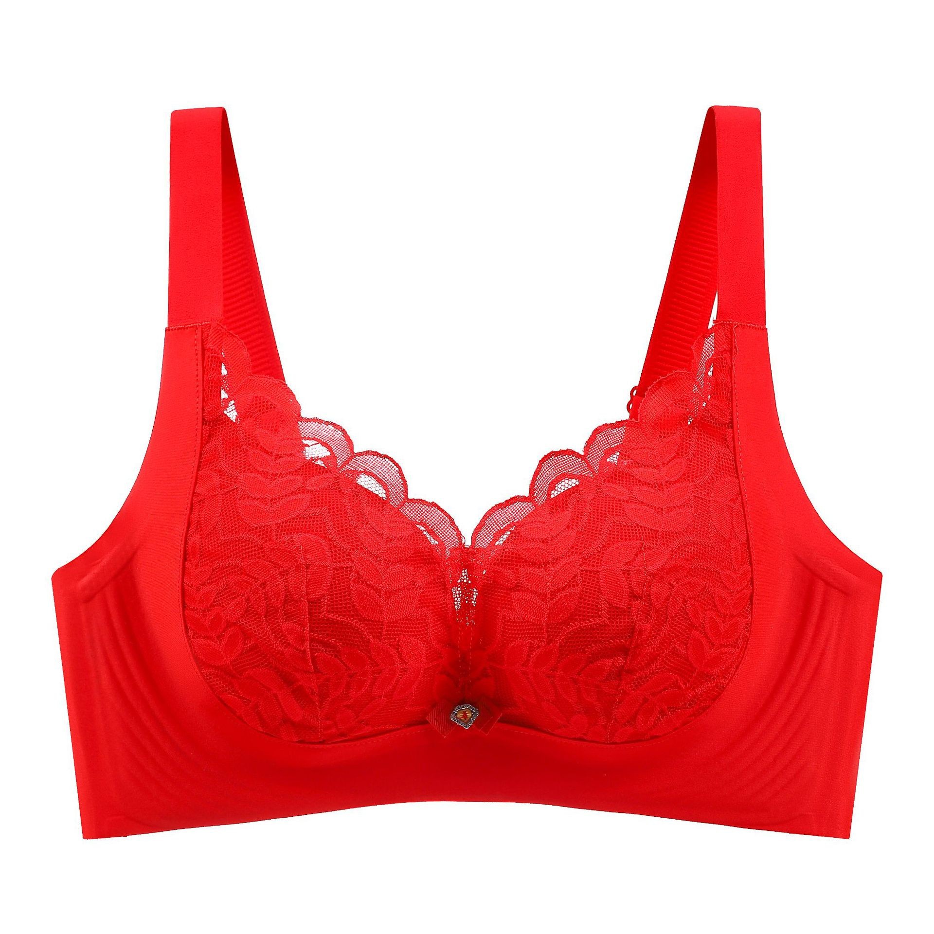 Ropa interior de látex de apoyo suave de tamaño grande para damas, pecho grande y pequeño, sin anillo de acero, sujetador de encaje anti-prolapso.