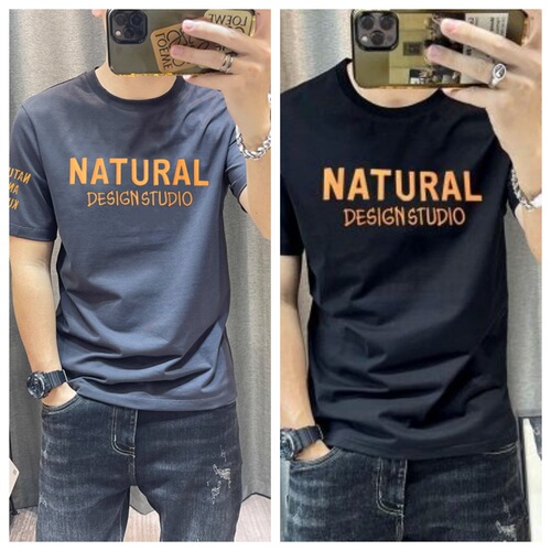 Summer new style pure cotton short-sleeved men's fashion brand Internet celebrity spirit guy ins trend print slim half-sleeved Korean T-shirt